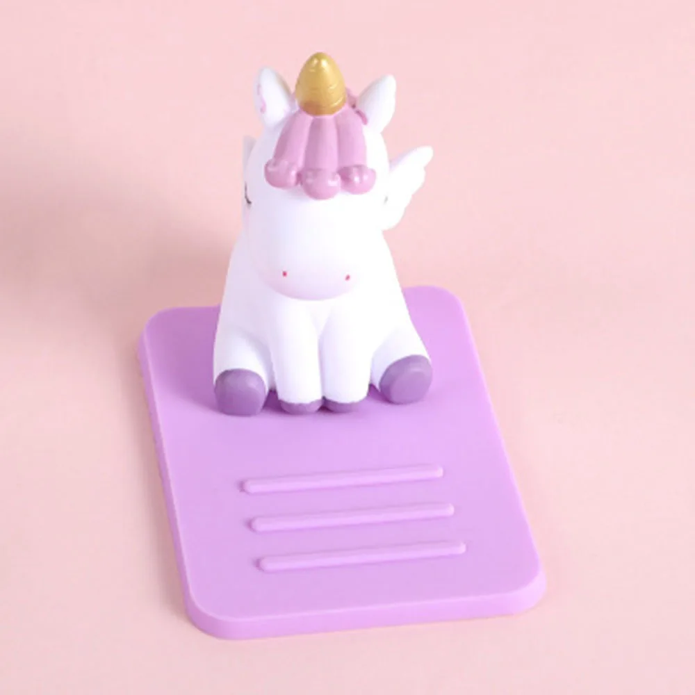 Purple Милый Противоскользящий телефон с единорогом, подставка, держатель для телефона, поддержка стола, декор для телефона, кронштейн для iPhone, для XiaoMi, для huawei, soporte movil - Цвет: Purple