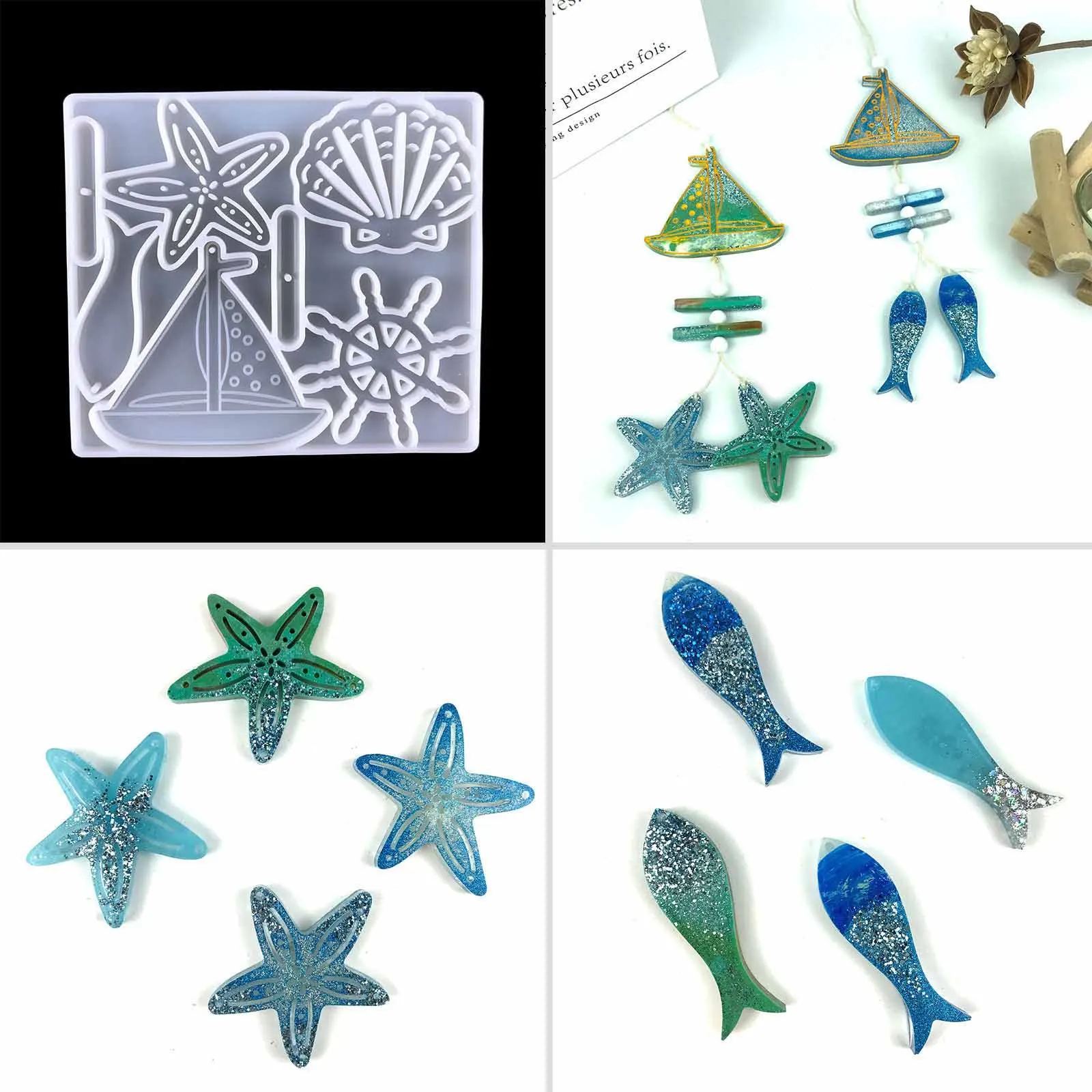 

Силиконовая форма, Настенная подвесная эпоксидная форма «сделай сам» для морских звезд, брелоков, подвесок, декоративная силиконовая форма...