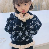 girls sweater babys coat outwear 2022 plus velvet thicken warm winter autumn knitting casual pullover top cotton childrens clo
