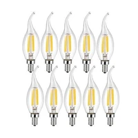 10pcs led filament bulb e14 4w6w ac220v glass shell 360 degree c35 edison retro candle light warmcold white free shipping