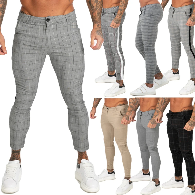

Mens Pants Casual Mens Trousers Skinny Stretch Mens Chinos Pants Slim Fit Mens Casual Pant Plaid Check