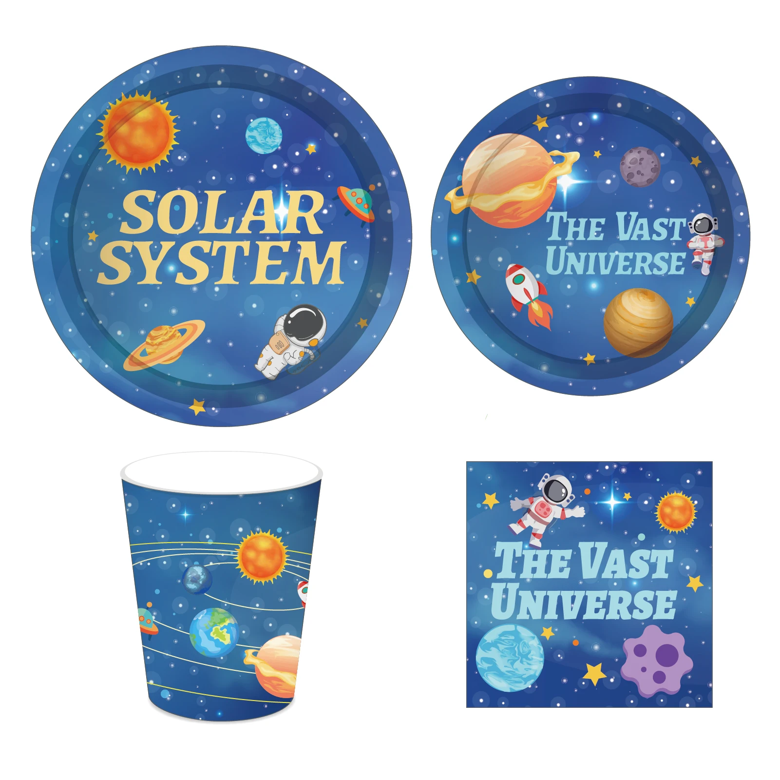 

Astronauts Planets Party Disposable Tableware Planetary Solar System Party Kids Blue Starry Sky Birthday Party The Vast Universe
