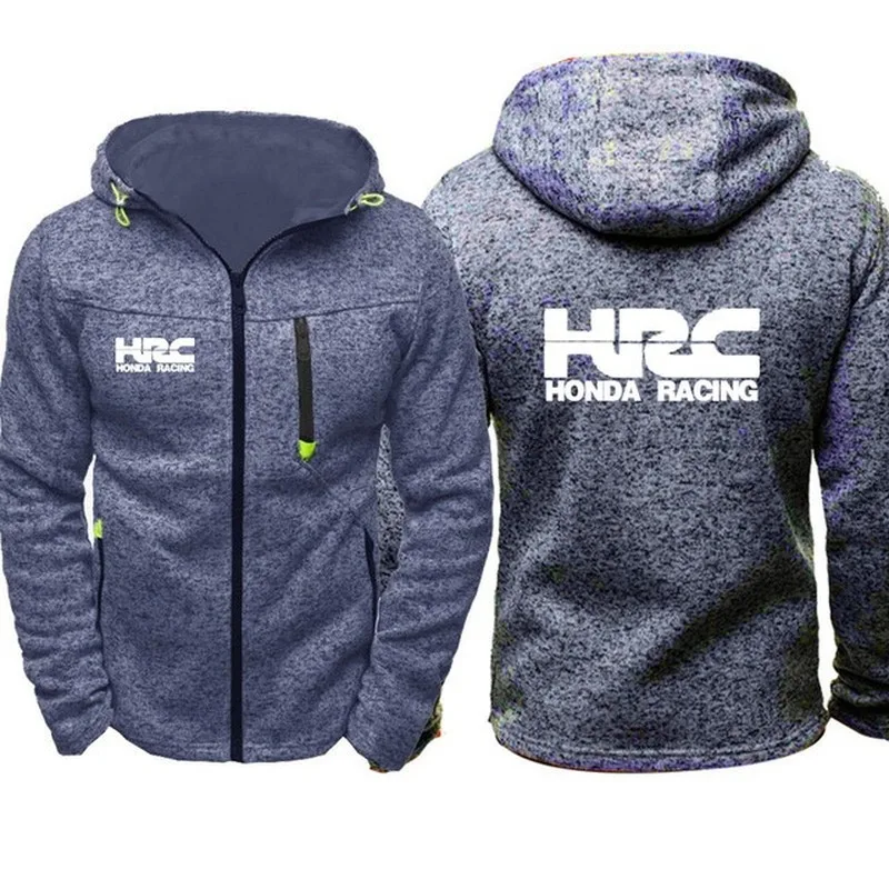 

2020new Men HRC race motorcycle Car Logo Print Casual Hip Hop Harajuku Long Sleeve Mens zipper Jacket Sweatshirts Man Hoody