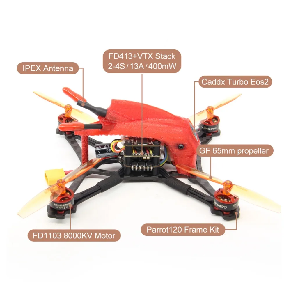 HGLRC зубочистка Parrot120 микро RC FPV гоночный Дрон с камерой PNP F411 2-4S управление полетом 13A 4в1 ESC 1103 кв мотор