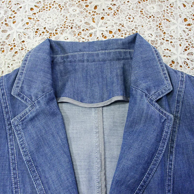 LittleHouseGirl-traje pequeño de lujo para mujer, chaqueta Retro de moda, sencillo, largo y medio, informal, lavado, Primavera, 2021