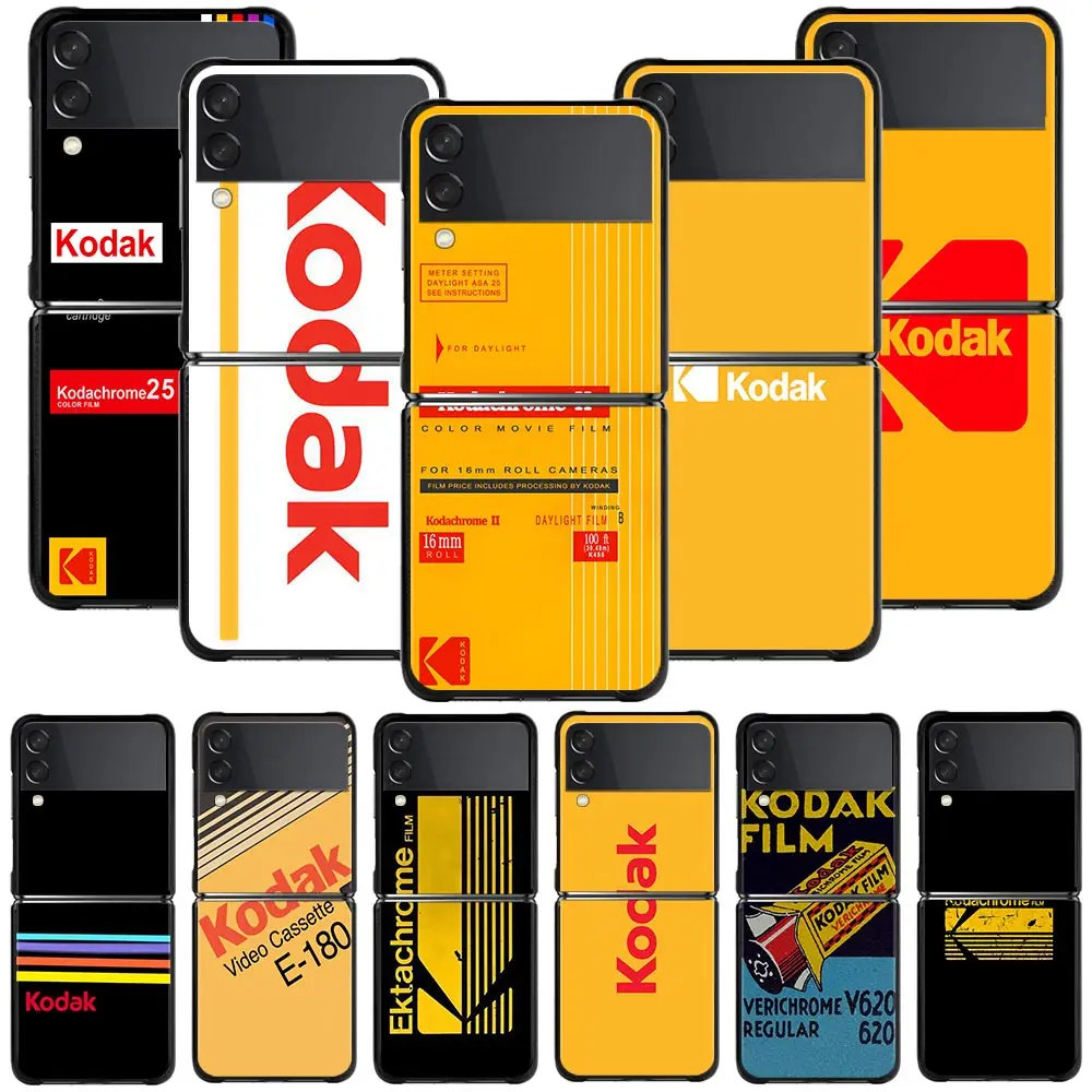 

Hard Phone Case For Samsung Galaxy Z Flip3 5G Z Flip PC Shell Black Cover Smartphone Luxury Brand Kodak