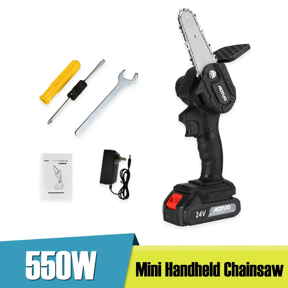 

4 Inch 550W Mini Electric Chainsaw Rechargeable Rechargeable Chainsaw Small Handheld Chainsaw for Wood Cutting Tree Trimming