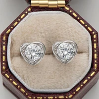 trendy real 0 5 carat d color heart moissanite earrings for women s925 silver jewelry gra vvs1 moissanite pass diamond tester