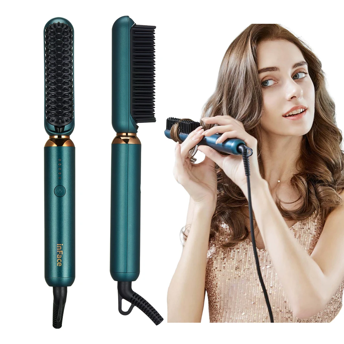 

InFace Ionic Hair Straightener Brush 20s Ceramic Heating Hair Straightening Comb Ionic Hair Styler Anti Frizz Dryer