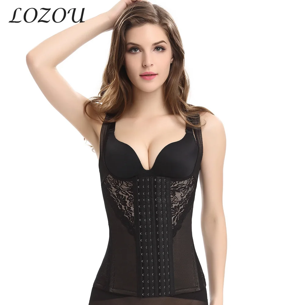 

Women's Fashion Lingerie New Corset Underwear Solid Color Breathable Shapewear One-piece Lady Lace Stitching Six-Breasted Sling