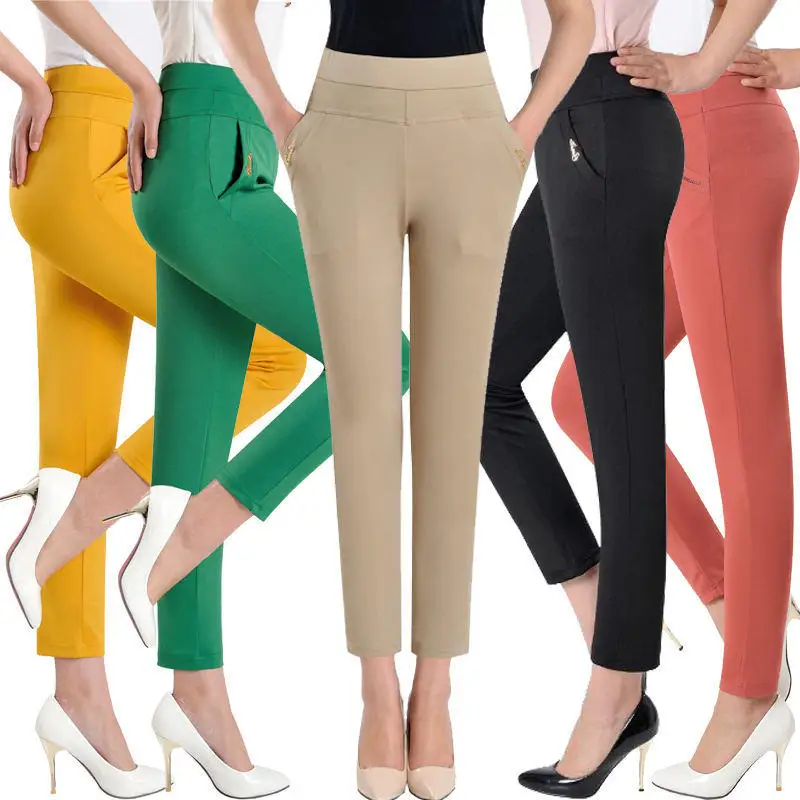 

Pants Women Casual Elastic Streetwear High Waisted Pants Female Elegant Trousers Women Plus Size 5XL Office Ladies Pants