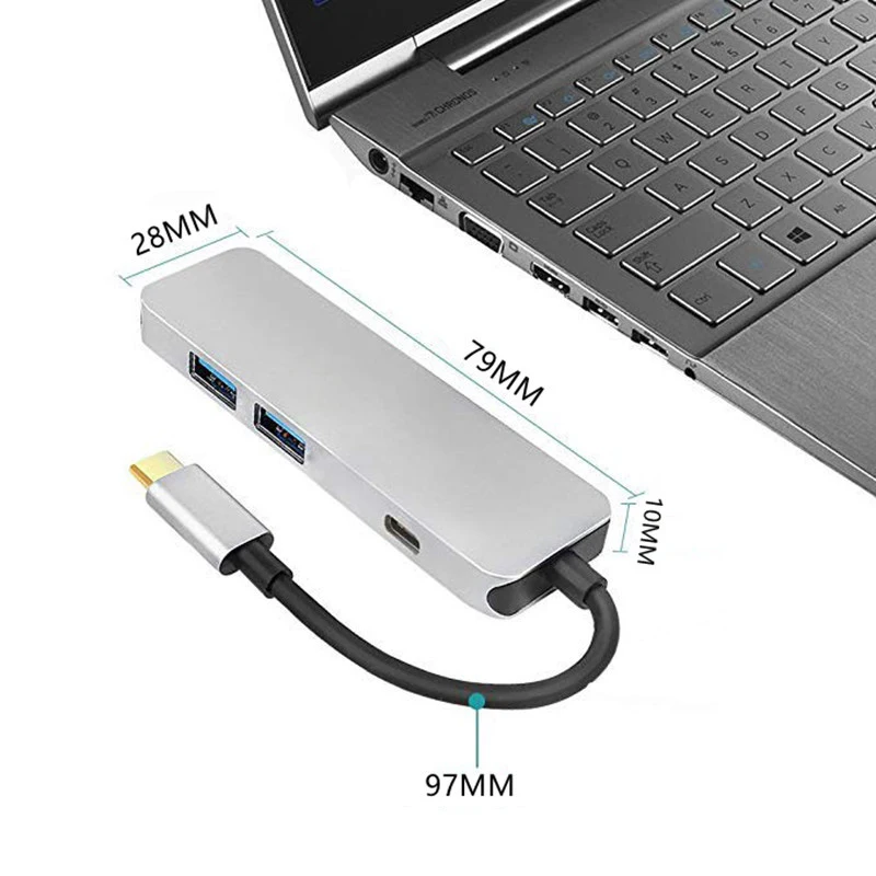 USBC к HDMI 4K 30HZ 2 USB 3 0 type C PD Быстрая зарядка Huib для Macbook Pro Thunderbolt Alumunium Расширение