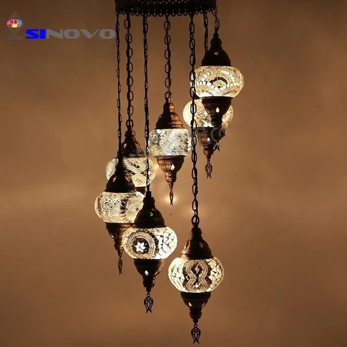 Турецкий стиль отель проект небольшой подвесной светильник стеклянная мозаика