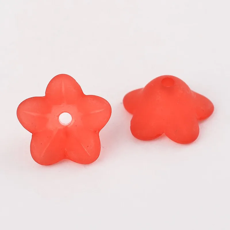 

Прозрачные акриловые бусины 500 г, Матовый Цветок, красный, 13x7 мм, отверстие: 1 мм, около 1865 шт./500 г