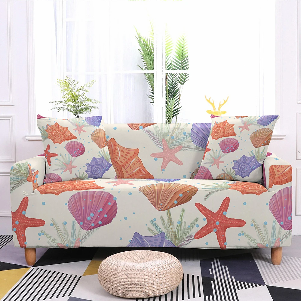 

Starfish Stretch Sofa Slipcover Elastic Couch Cover Sectional Corner Sofa Cover Anti-dust Sofa Protector for Living Room