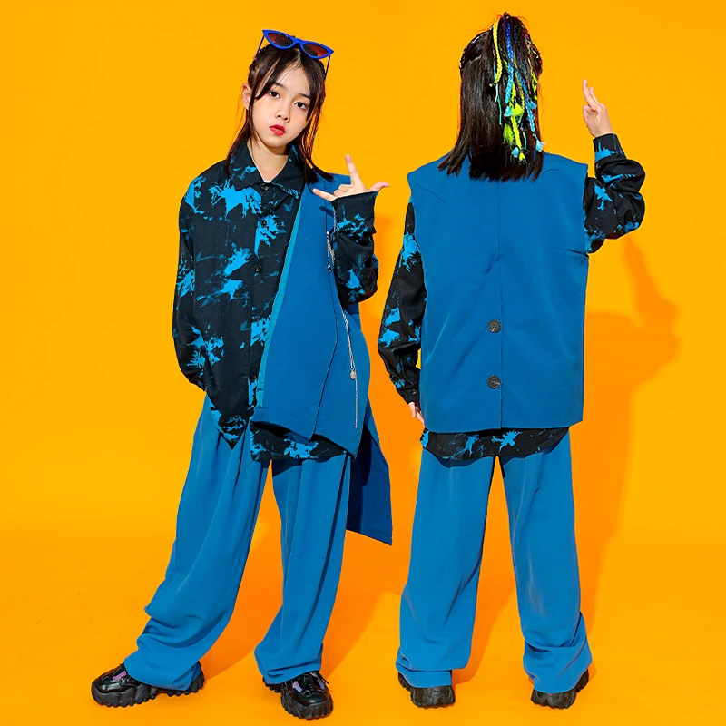 

Детский модный костюм для подиума, сценический костюм, танцевальная одежда в стиле хип-хоп для уличного танца, костюмы из 3 предметов, соврем...