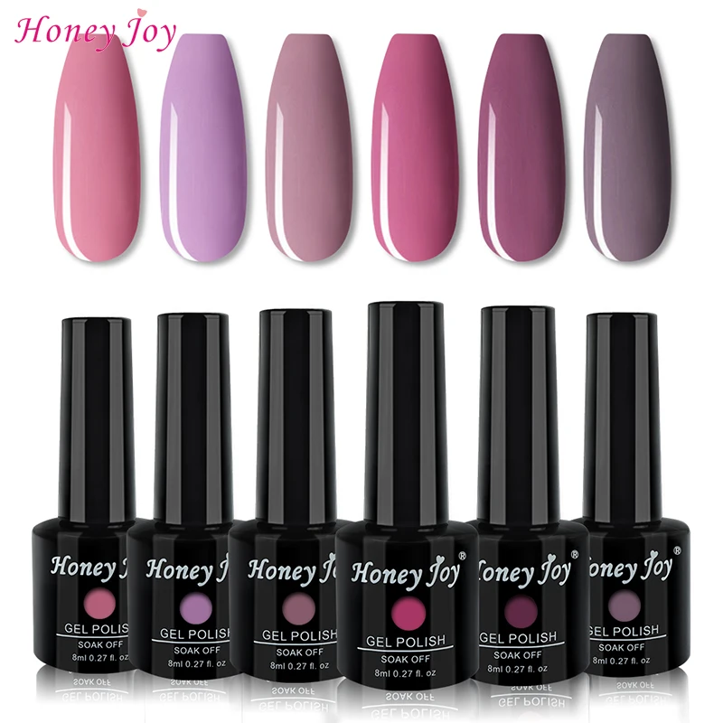 Гель-лак для ногтей комплект гель-лаков 8 мл розовый фиолетовый теплый цвет набор