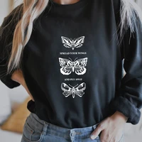 spread your wings and fly away sweatshirt aesthetic women long sleeve embrace change moth pullovers outfits