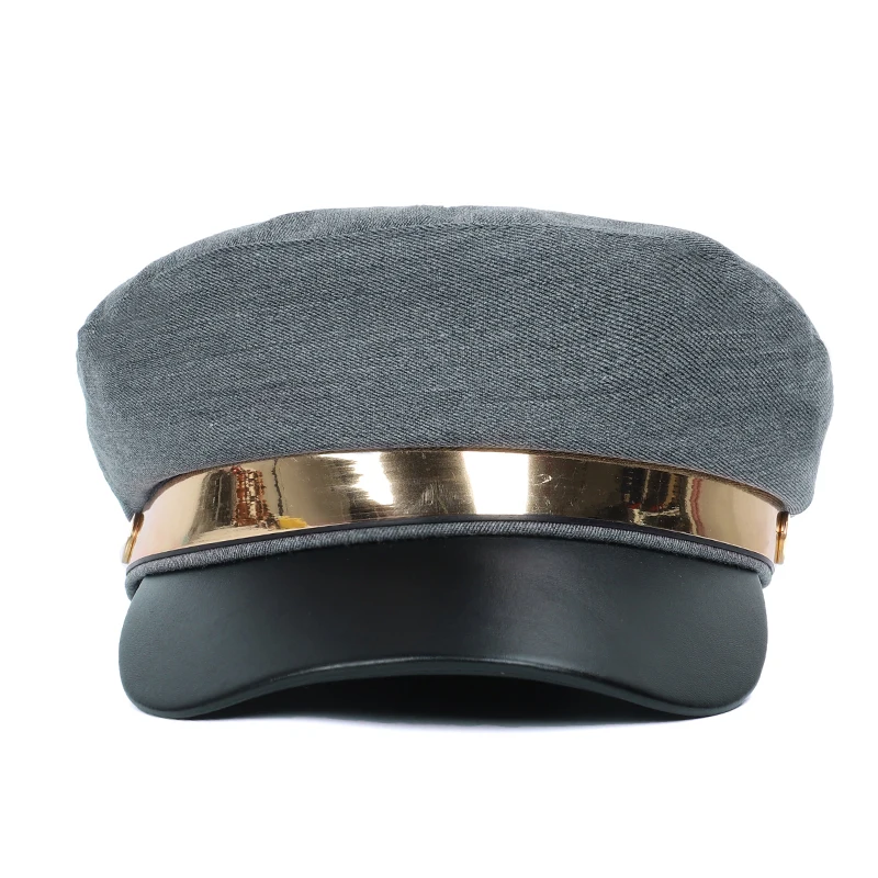 2019 Модные мужские и женские военные кепки высокого качества кожаные золоченые