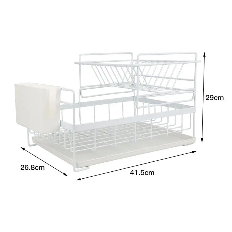 

Stainless Steel Kitchen Organizer Dish Storage Drain Rack With Drip Tray Dishes Drying Rack Over Countertop Utensils Holder HWC