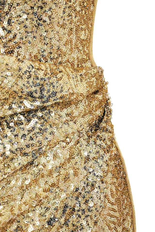 Deiveteger/новое Золотое Бандажное платье с пайетками высококачественное модное