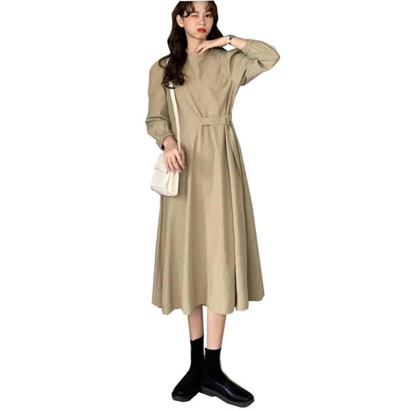 Осень 2021 приталенное платье с рукавом девять точек женское модное повседневное