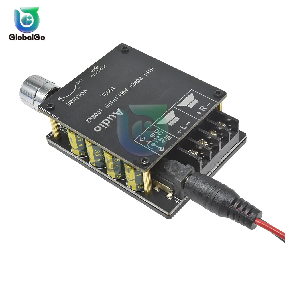 100WX2 Mini Bluetooth 5.0 Wireless Audio Power Digital Amplifier Board Stereo Amp DC 12V 24V 50W 80W With Adjustment Knob | Инструменты