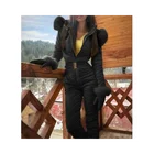 Новинка, зимние комбинезоны с капюшоном, парка, элегантные теплые лыжные костюмы с хлопковой подкладкой и поясом, прямые цельные женские спортивные костюмы на молнии-40