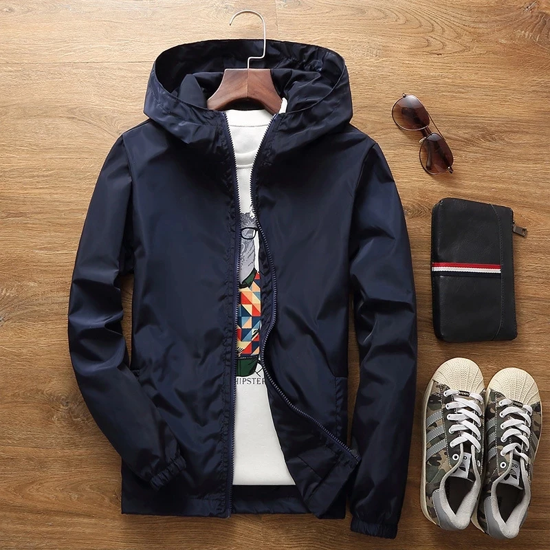 

2021 new hot sale windbreaker jacket jacket men's autumn outdoor hooded jacket men's large size windbreaker zipper jacket brand