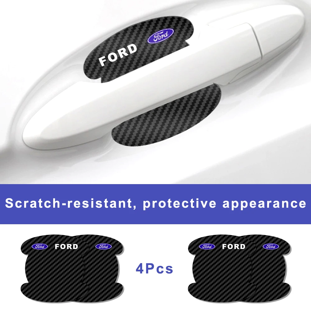 

4pcs Car Carbon Fiber Door Bowl Stickers Auto Handle Protective Anti Scratch Films Accessories For Ford Focus Mk2 Party Mk3 Kuga