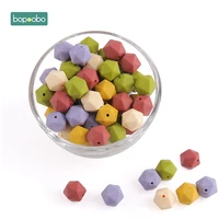 bopoobo 100pc baby teether silicone beads hexagon 14mm food grade silicone rodent bead for diy pendant necklace teething beads