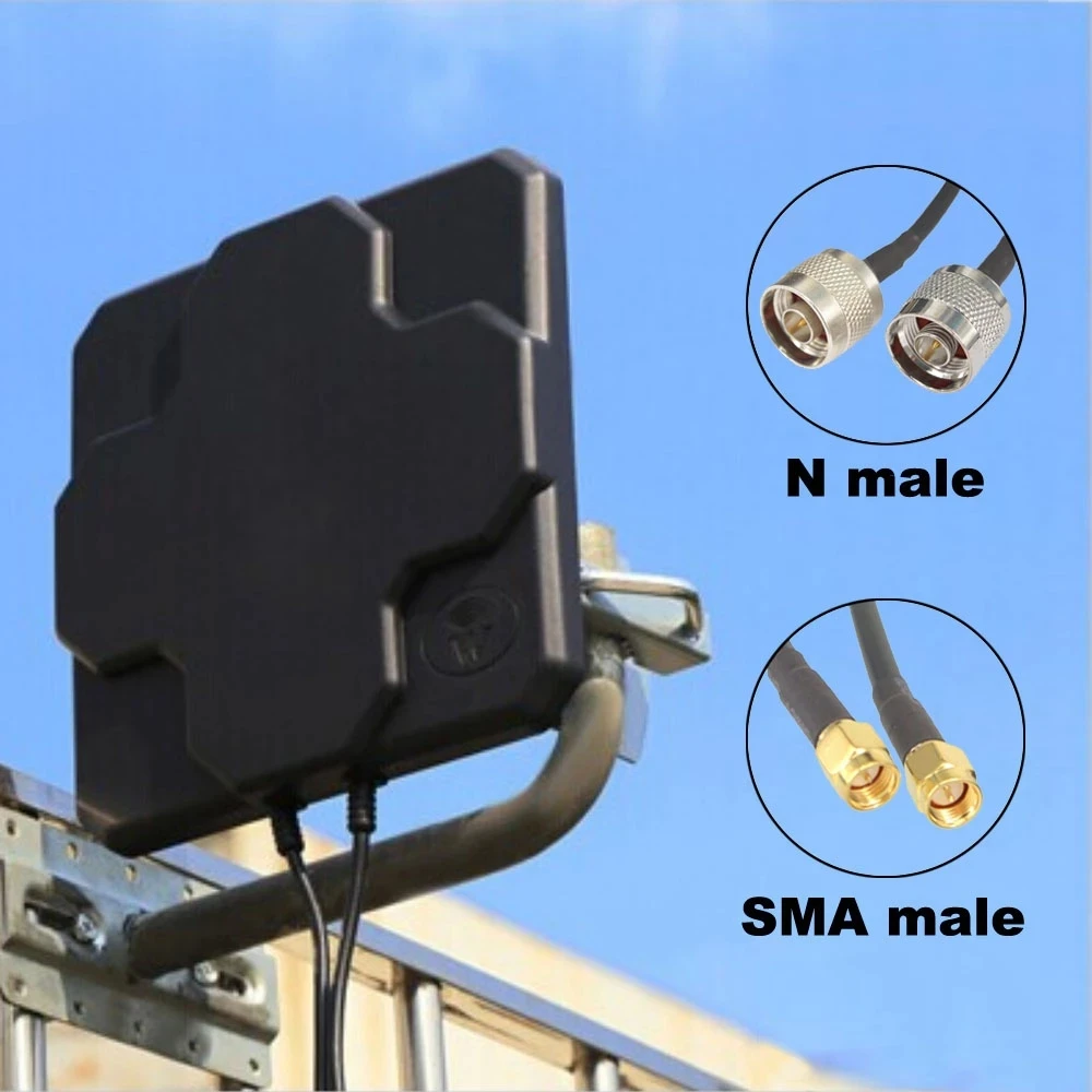 Antena MIMO 4G LTE para exteriores, Panel de polarización Dual 2 x 22dBi, antena externa direccional N macho/N Hembra/SMA macho, Cable de 30cm