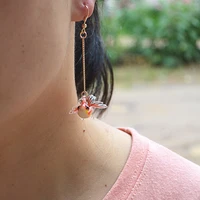 hanxin fashion earrings creative mermaid earrings sweet and cute goldfish long temperament asymmetrical earrings
