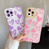 ins cartoon love heart polka dot phone case for iphone 11 12 13 pro x xs max xr 7 8 plus protective clear squre edge soft cover