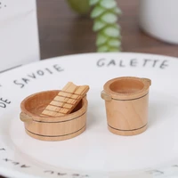 3pcsset 112 dollhouse miniatures wooden basin wooden barrel furniture doll houses accessories high quality