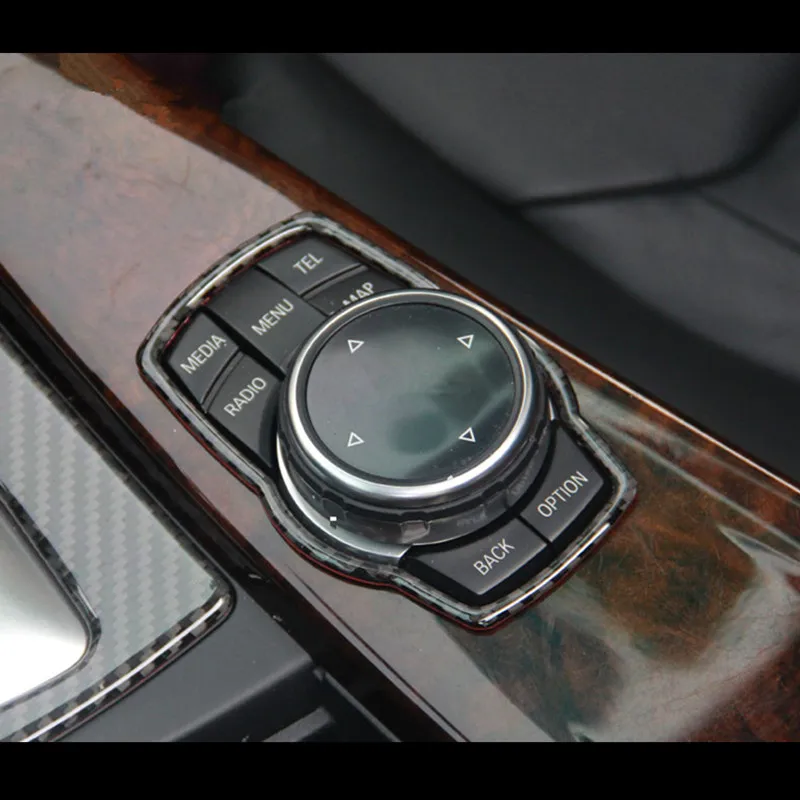 

Carbon Fiber Console Multimedia Buttons Decor Cover Trim For BMW X5 f15 X6 f16 E70 E71 2010-16 Car Styling Interior Accessories