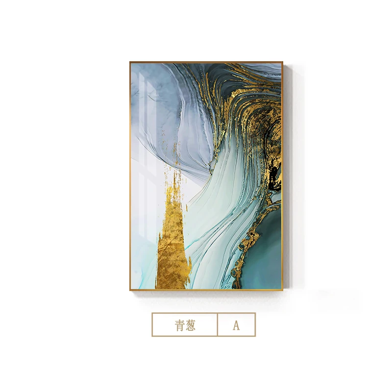 Green Gold Foil A Современный абстрактный зеленый золотой фольги Холст Искусство Мода синий плакат и печать Настенная картина для гостиной стильный Cuadro Decorativo - Цвет: Green Gold Foil A