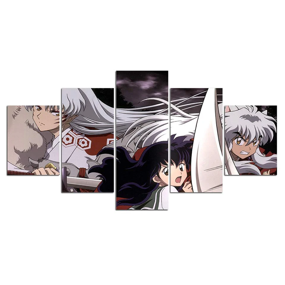 

Modular Canvas Painting Home Decor 5 Pieces InuYasha Pictures Modern Printed Anime Poster For Living Room Wall Artwork Frame