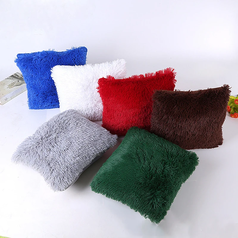 43*43 см плюшевая наволочка для подушки однотонная пушистая квадратная дома