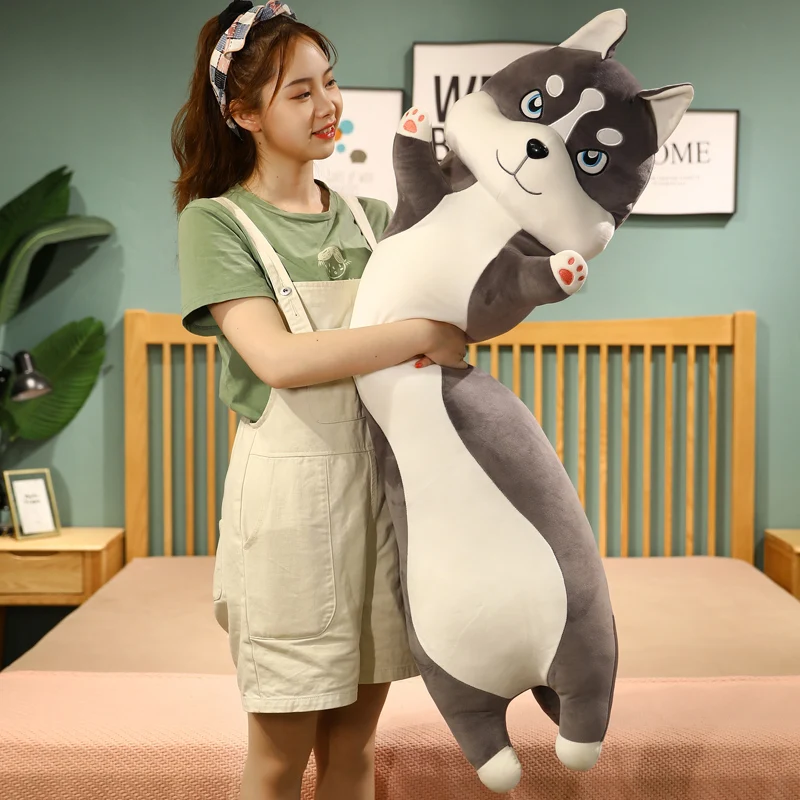 

80-120cm Cartoon Plush Animal Husky Strip Pillow Soft PP Cotton Filling Juguetes de peluche Home Cushion Pregnant Woman Leg Pill
