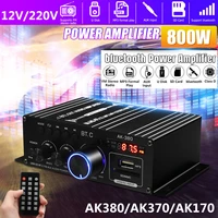 ak380 800w 12v power amplifier bluetooth 5 0 stereo home car bass audio amp music player bluetooth car speaker class d fm usbsd