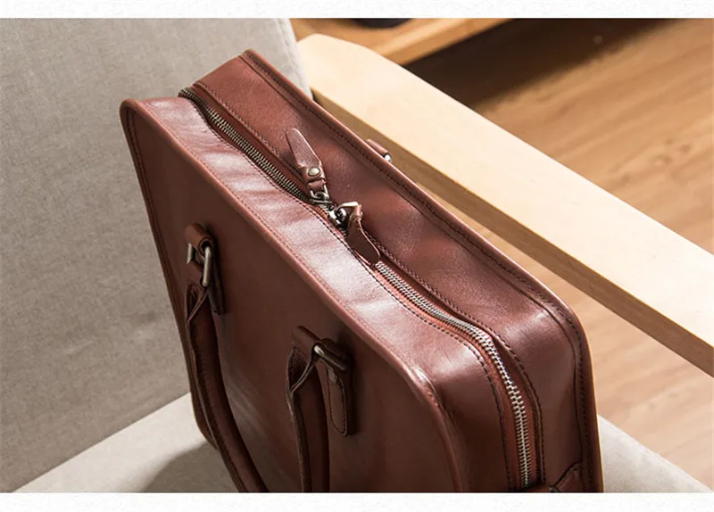 Hand-designed vegetable tanned cowhide men large-capacity portable briefcase computer bag women shoulder messenger Cambridge bag