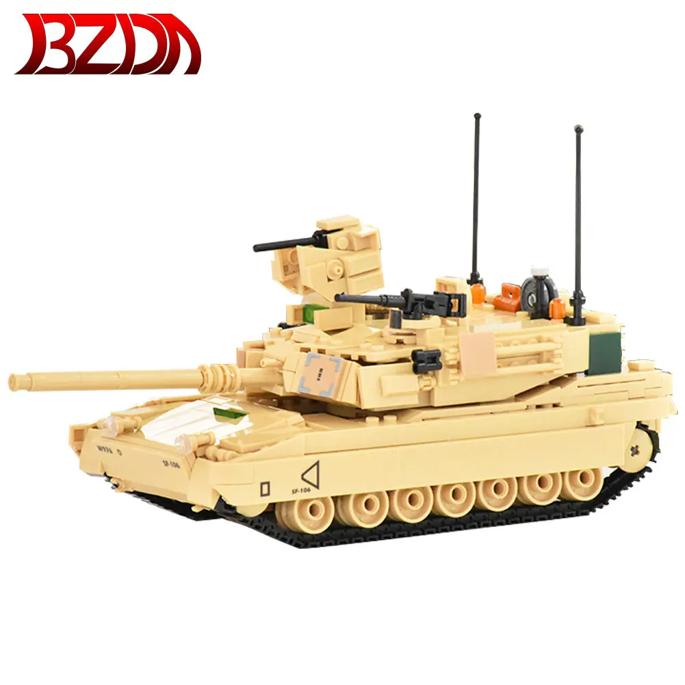 

BZDA WWII Military Weapon M777 Weapon M1A2 Battle Tank Chariot Building Blocks Classic Model Accessories Children Birthday Toys