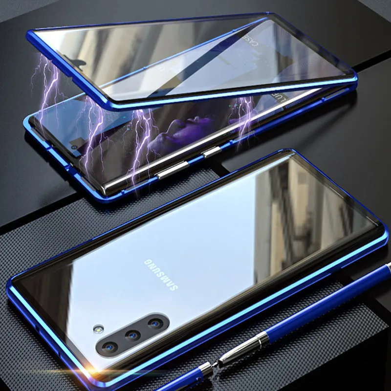 Двухсторонний чехол из закаленного стекла для Samsung Galaxy Note 10 + с магнитной