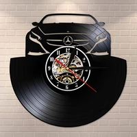 morden design car automotive vinyl record wall clock led light vintage handmade timepiece unique gift idea for man