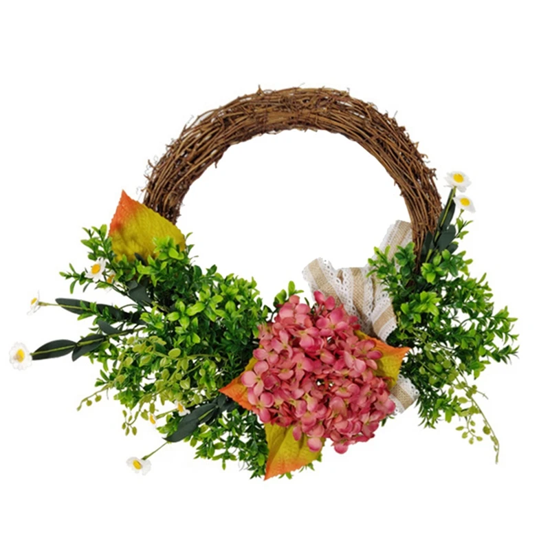 

Hydrangea Wreath Artificial Flower Wreath Handmade Floral Wreath Spring Garland for Front Door Wedding Party Home Decor