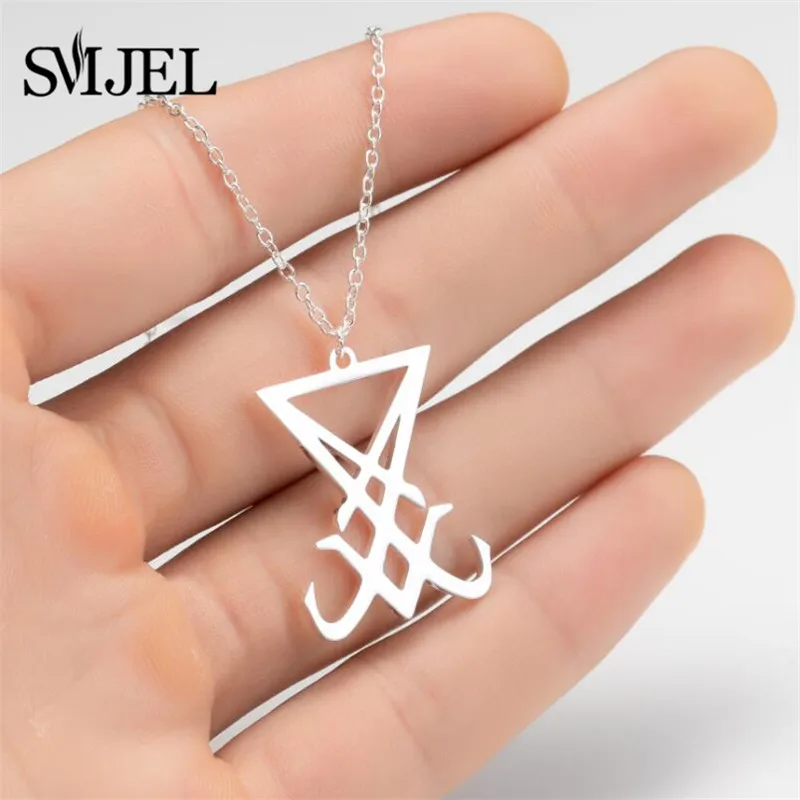 Мужское ожерелье подвеска с знаком знака светящегося значок сатаны боковая