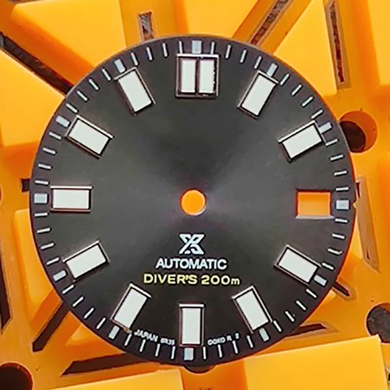 Watch Parts 28.5mm NH35 Watch Dial SKX007 Luminous Dial for SKX007 NH35 Watch Movement 3C Green Luminous Watch Dial with S LOGO