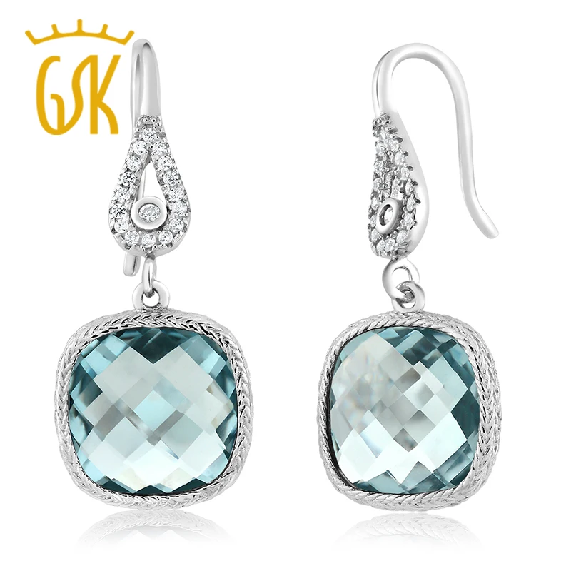 GemStoneKing винтажные 925 пробы серебряные серьги для женщин 11 00 Ctw подушечка из
