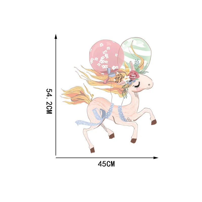 

YOJA 4554.2CM Watercolor Painting Balloon Flower Deer Kids Room Wall Stickers Mural Home Decoration 8WS0314